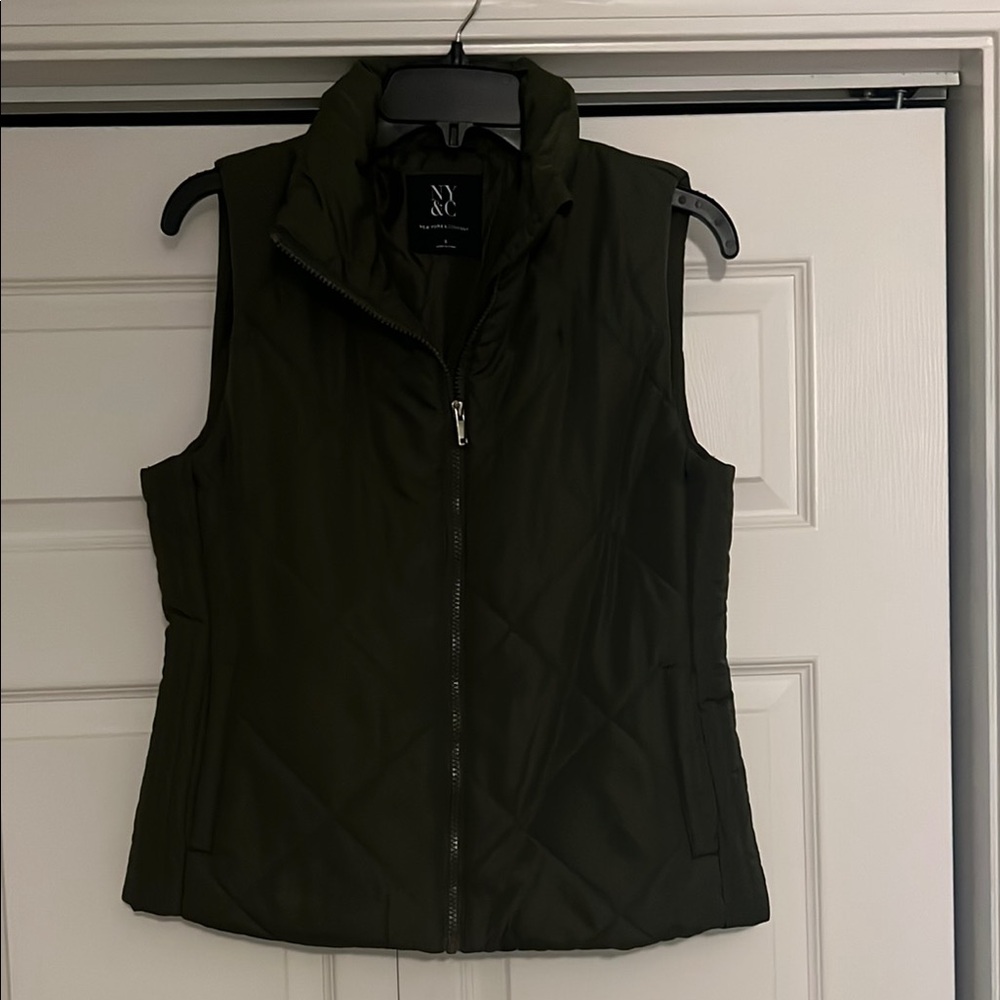 NY Collection Green Quilted Vest